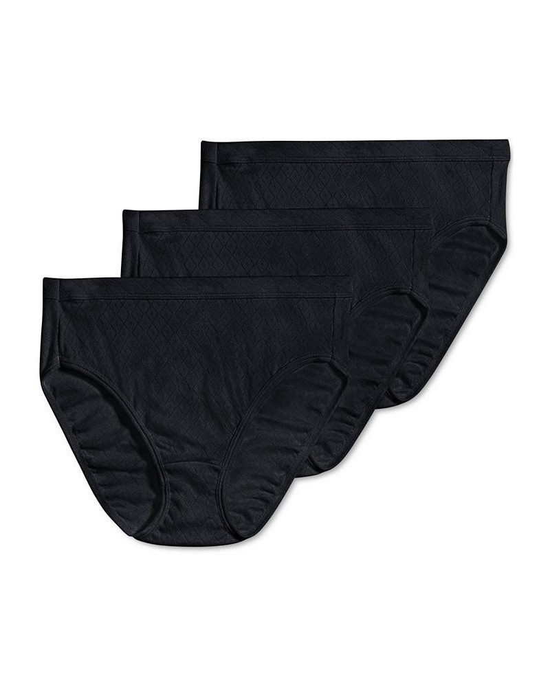 Elance Cotton French Cut Underwear 3-Pk 1541 Extended Sizes Black $9.84 Panty