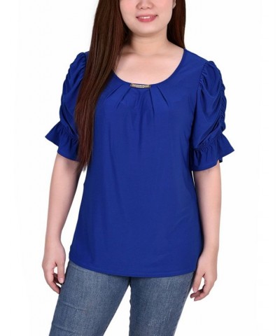 Women's Elbow Cuffed Sleeve Hardware Top Surf The Web $14.88 Tops