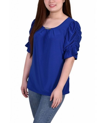 Women's Elbow Cuffed Sleeve Hardware Top Surf The Web $14.88 Tops