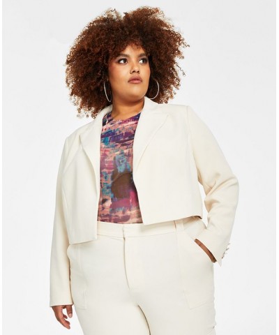 Trendy Plus Size Cropped Open-Front Blazer White $30.58 Jackets