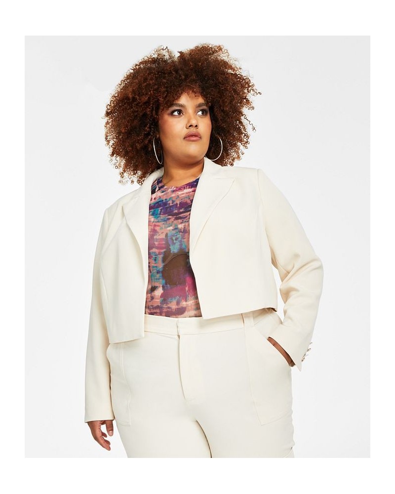 Trendy Plus Size Cropped Open-Front Blazer White $30.58 Jackets