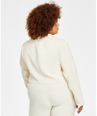 Trendy Plus Size Cropped Open-Front Blazer White $30.58 Jackets