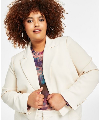 Trendy Plus Size Cropped Open-Front Blazer White $30.58 Jackets