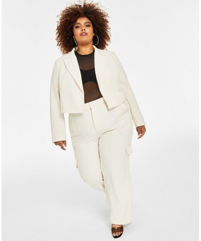 Trendy Plus Size Cropped Open-Front Blazer White $30.58 Jackets