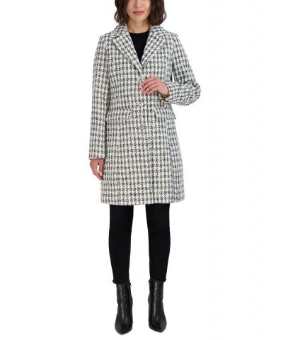 Women's Tweed Walker Coat White/Black Houndstooth $73.80 Coats