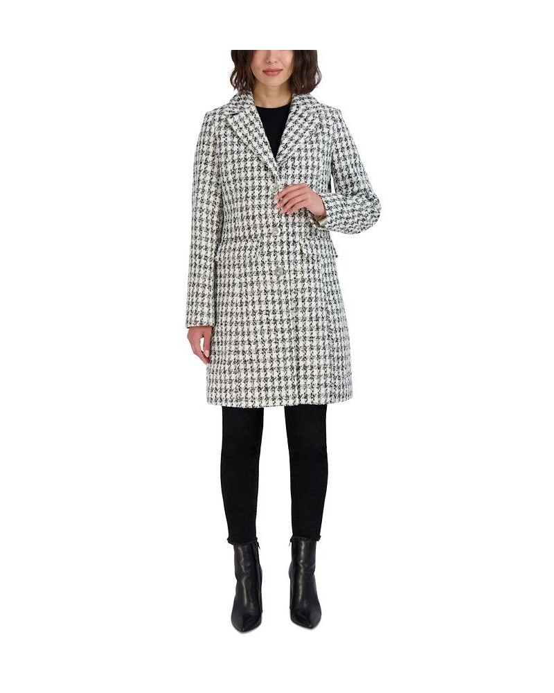 Women's Tweed Walker Coat White/Black Houndstooth $73.80 Coats