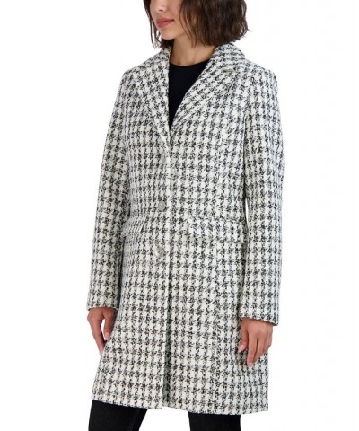 Women's Tweed Walker Coat White/Black Houndstooth $73.80 Coats