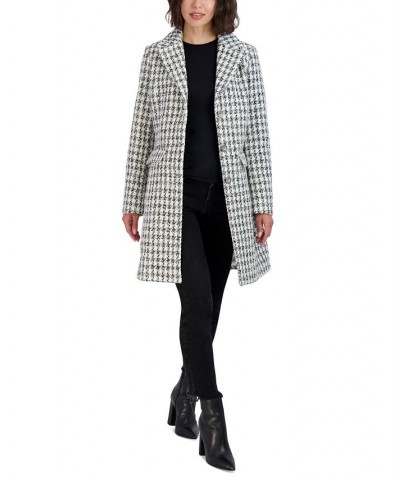 Women's Tweed Walker Coat White/Black Houndstooth $73.80 Coats