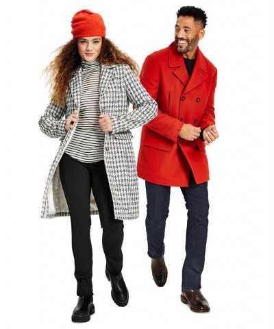 Women's Tweed Walker Coat White/Black Houndstooth $73.80 Coats