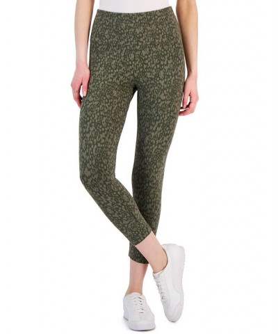 Women's Printed High Rise Capri Pull-On Leggings Green $11.99 Pants