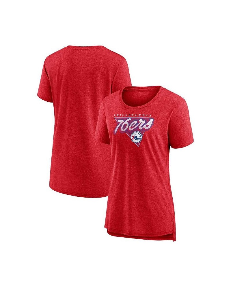 Women's Branded Heathered Red Philadelphia 76ers True Classics Tri-Blend T-shirt Heathered Red $23.39 Tops