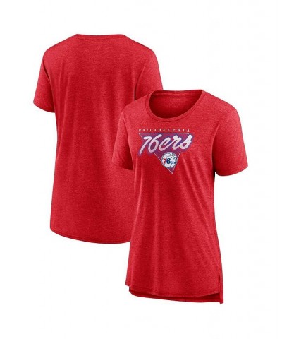 Women's Branded Heathered Red Philadelphia 76ers True Classics Tri-Blend T-shirt Heathered Red $23.39 Tops