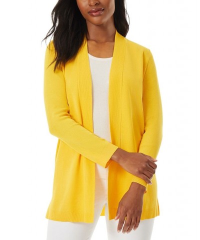 Women's Open Front Cardigan with Novelty Placket Sweater Yellow $25.73 Sweaters