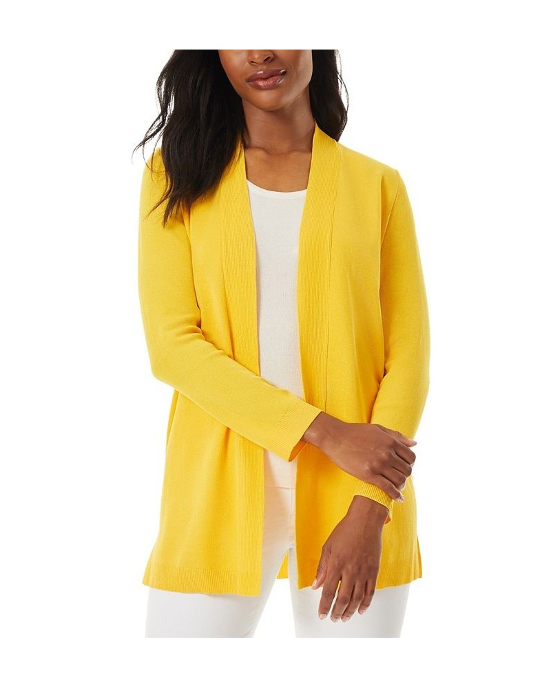 Women's Open Front Cardigan with Novelty Placket Sweater Yellow $25.73 Sweaters