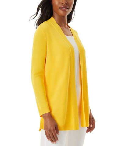 Women's Open Front Cardigan with Novelty Placket Sweater Yellow $25.73 Sweaters