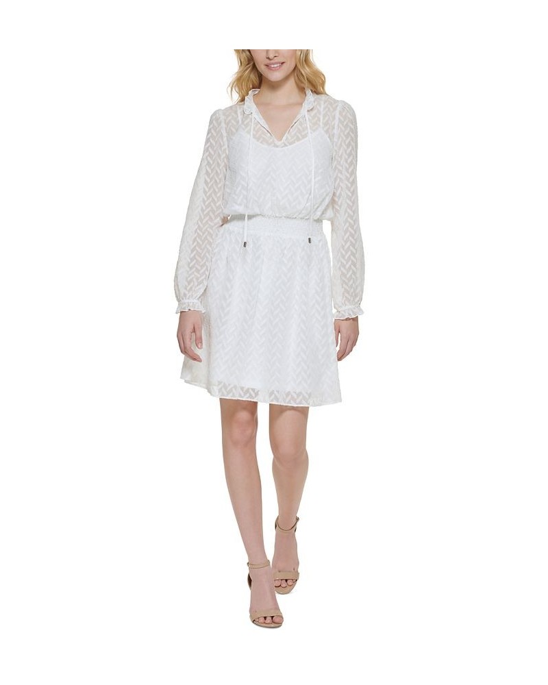 Ruffled Smocked Fit & Flare Dress Ivory $56.99 Dresses