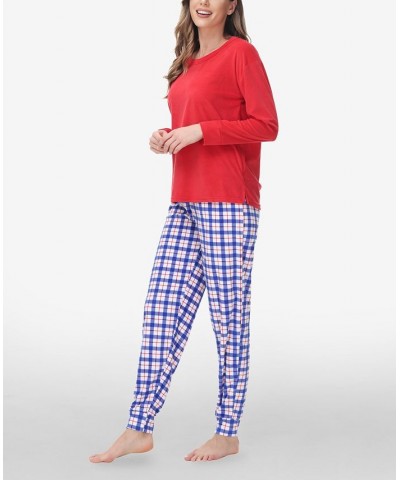 Women's Long Sleeve Crew Top with Jogger Set of 2 Chilly Plaid $18.82 Sleepwear