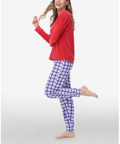 Women's Long Sleeve Crew Top with Jogger Set of 2 Chilly Plaid $18.82 Sleepwear