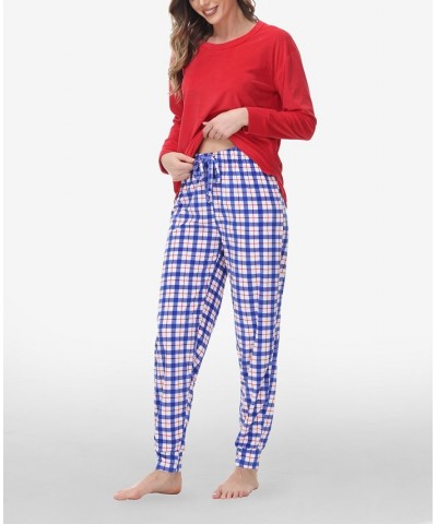 Women's Long Sleeve Crew Top with Jogger Set of 2 Chilly Plaid $18.82 Sleepwear