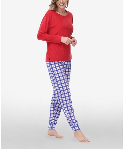 Women's Long Sleeve Crew Top with Jogger Set of 2 Chilly Plaid $18.82 Sleepwear