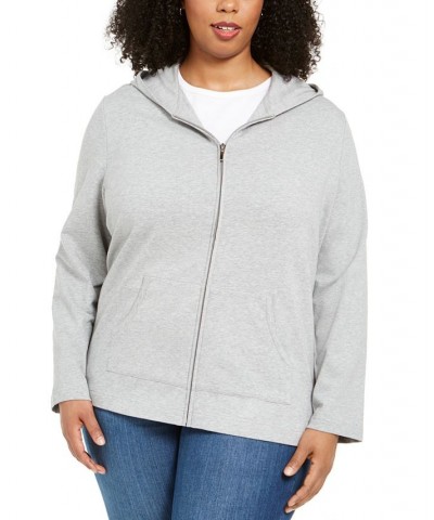 Plus Size Zip-Up Hoodie Smoke Grey Heather $10.78 Sweatshirts