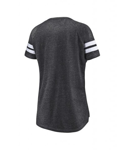 Women's Branded Heather Charcoal New York Rangers Quick Out Raglan Notch Neck T-shirt Heather Charcoal $18.33 Tops