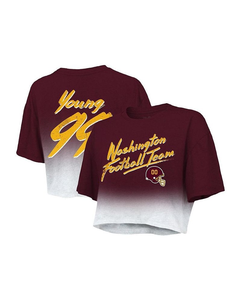 Women's Washington Football Team Drip-Dye Player Name and Number Tri-Blend Crop T-shirt Burgundy, White $31.20 Tops