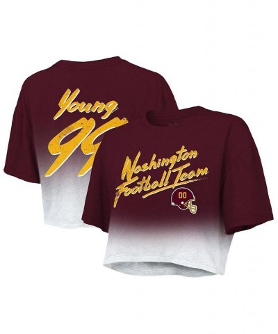 Women's Washington Football Team Drip-Dye Player Name and Number Tri-Blend Crop T-shirt Burgundy, White $31.20 Tops