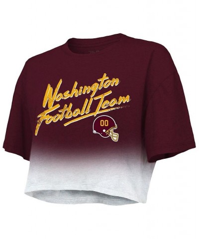 Women's Washington Football Team Drip-Dye Player Name and Number Tri-Blend Crop T-shirt Burgundy, White $31.20 Tops