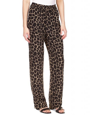 Women's Giraffe Tie Pull-On Pants Brown Girafe $45.32 Pants