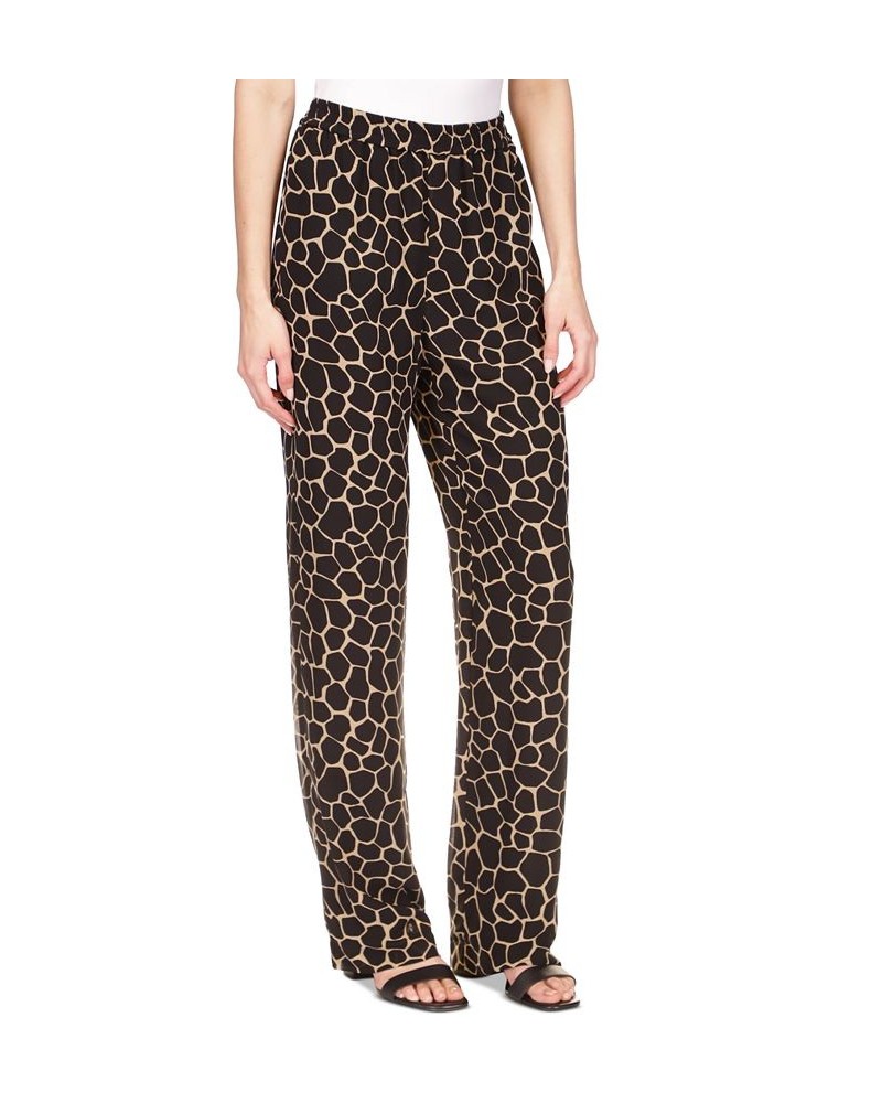 Women's Giraffe Tie Pull-On Pants Brown Girafe $45.32 Pants