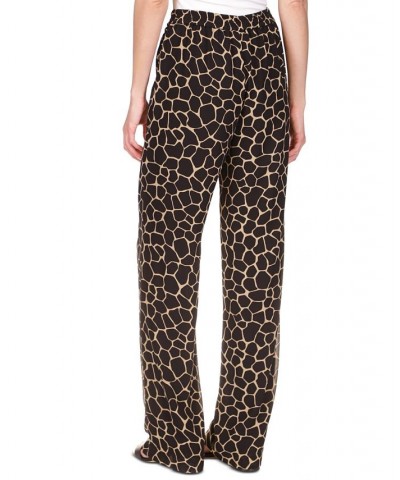 Women's Giraffe Tie Pull-On Pants Brown Girafe $45.32 Pants