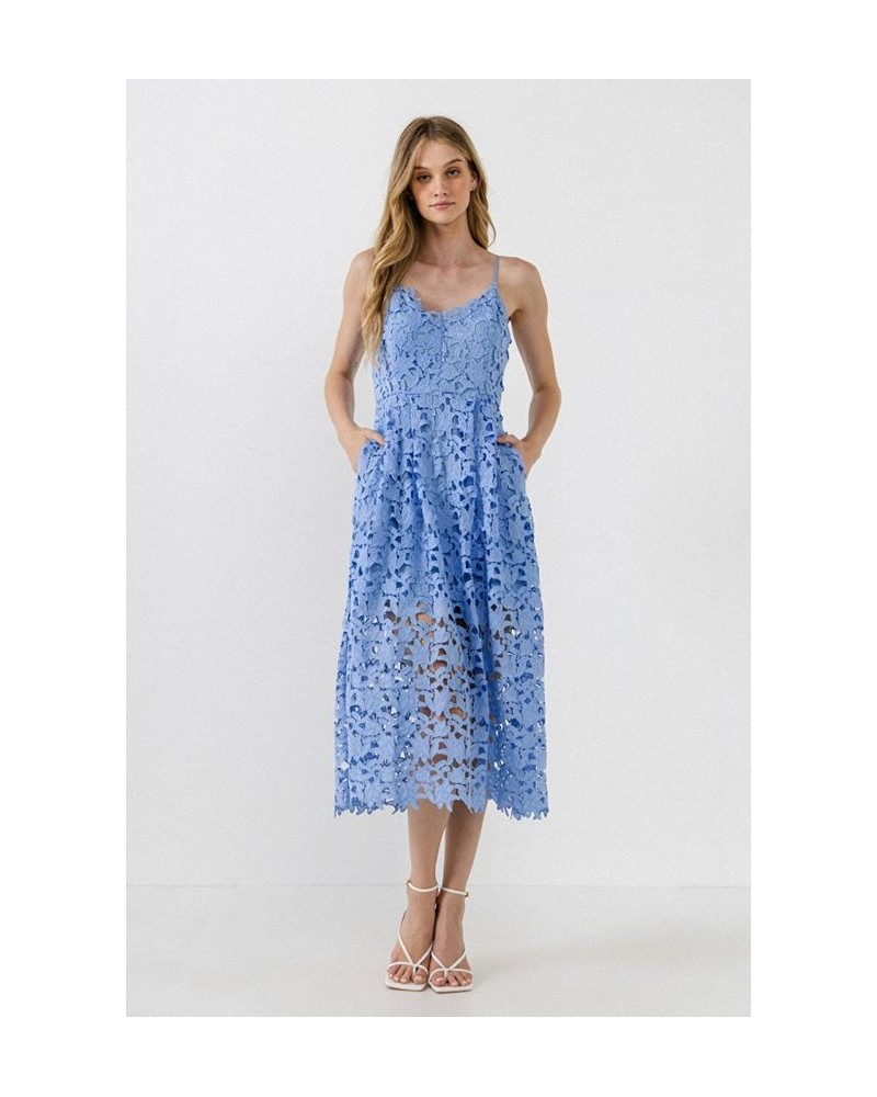 Women's Lace Cami Midi Dress Powder blue $37.40 Dresses