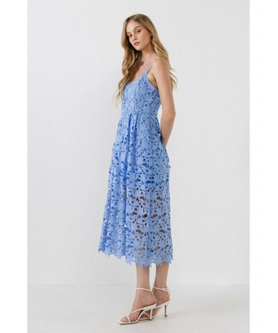 Women's Lace Cami Midi Dress Powder blue $37.40 Dresses