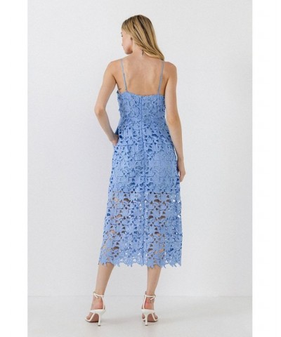 Women's Lace Cami Midi Dress Powder blue $37.40 Dresses