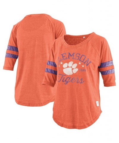 Women's Orange Clemson Tigers Jade Vintage-Like Washed 3/4-Sleeve Jersey T-shirt Orange $24.00 Tops