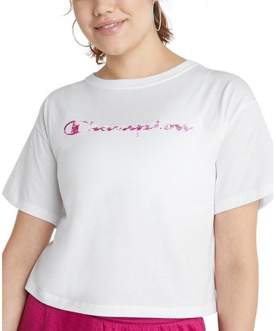 Women's Cropped Logo T-Shirt White/Inari $10.25 Tops