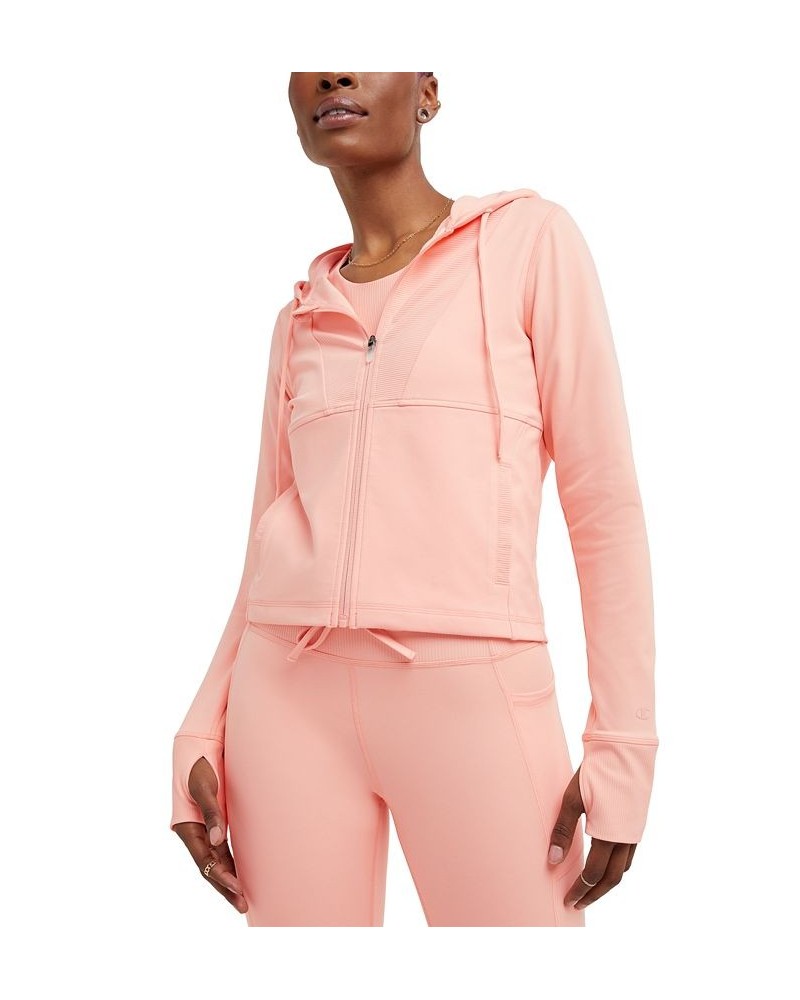 Women's Soft Touch Zip-Front Hooded Jacket Pink $38.25 Jackets