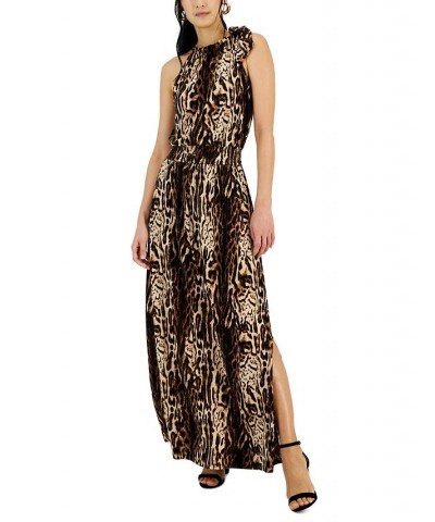 Women's Printed Tie-Neck A-Line Dress Ocelot Dream $29.85 Dresses