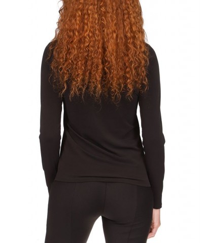 Women's Twist Keyhole Top Regular & Petite Black $25.12 Tops