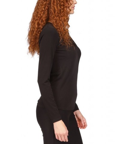 Women's Twist Keyhole Top Regular & Petite Black $25.12 Tops