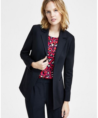 Women's Compression Notch-Collar Blazer Black $42.96 Jackets