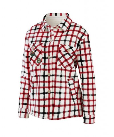 Women's Oatmeal Minnesota Wild Plaid Button-Up Shirt Jacket Oatmeal $37.80 Jackets