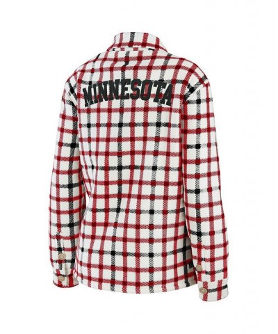 Women's Oatmeal Minnesota Wild Plaid Button-Up Shirt Jacket Oatmeal $37.80 Jackets