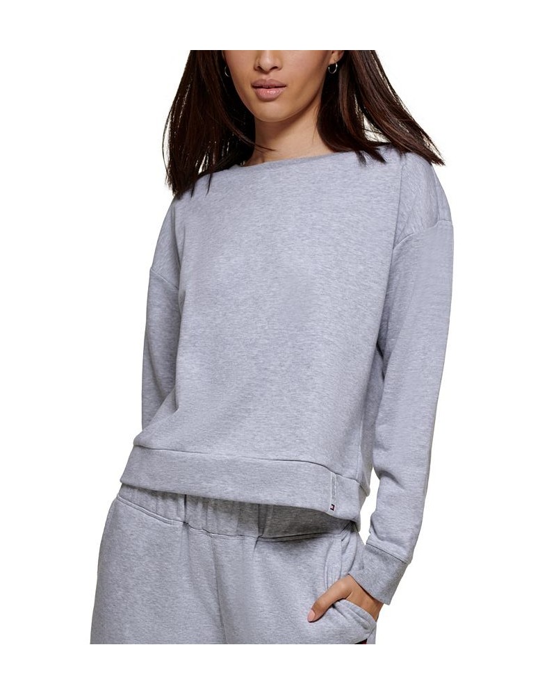 Women's Drop-Shoulder Sweatshirt Silver $17.03 Tops