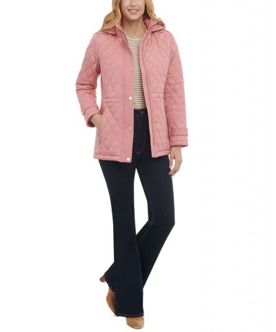 Women's Quilted Hooded Anorak Coat Pink $59.80 Coats