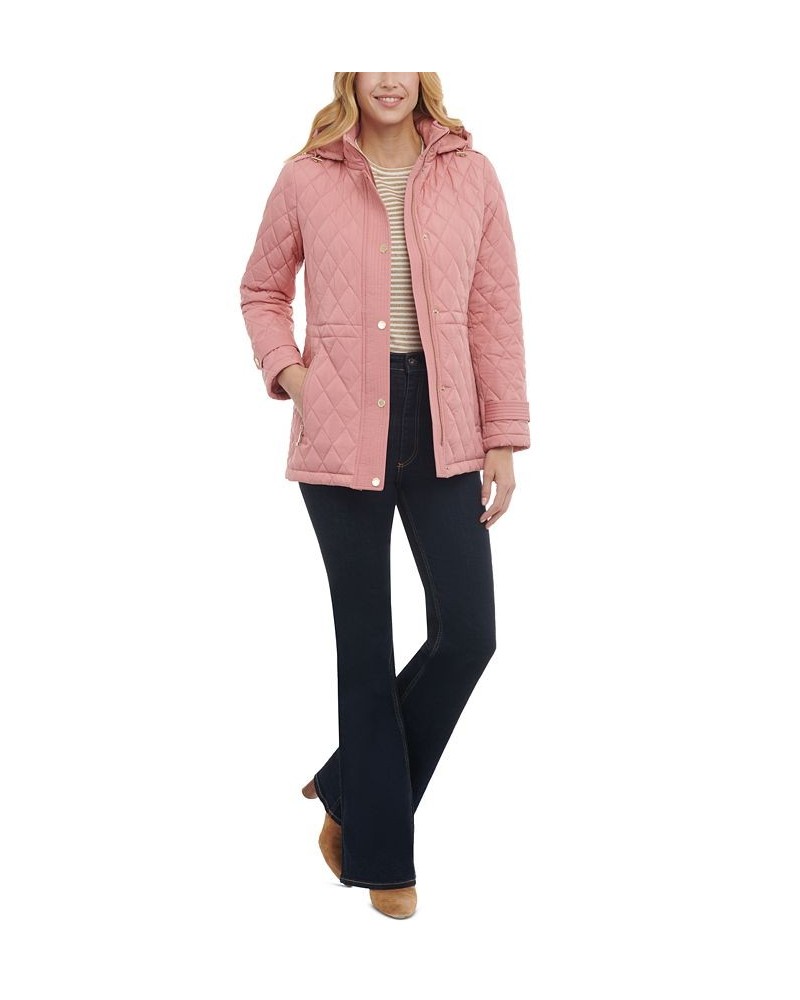 Women's Quilted Hooded Anorak Coat Pink $59.80 Coats