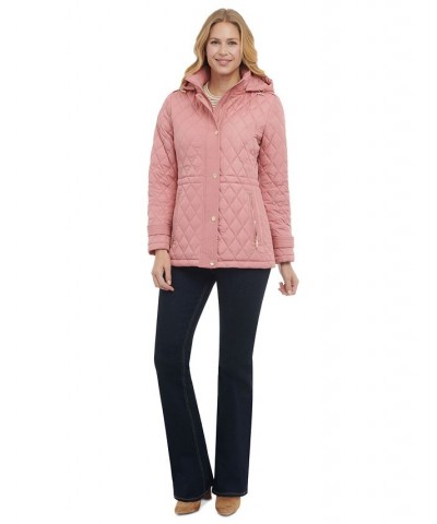 Women's Quilted Hooded Anorak Coat Pink $59.80 Coats