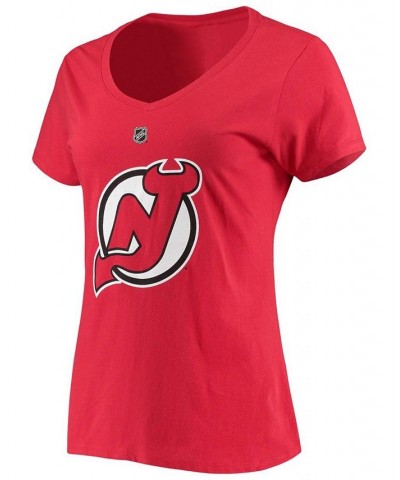 Women's P.K. Subban Red New Jersey Devils Team Authentic Stack Name Number V-Neck T-shirt Red $18.86 Tops