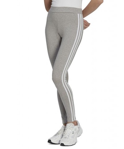 Women's High Waist Three Stripe Pull-On Leggings Gray $21.50 Pants